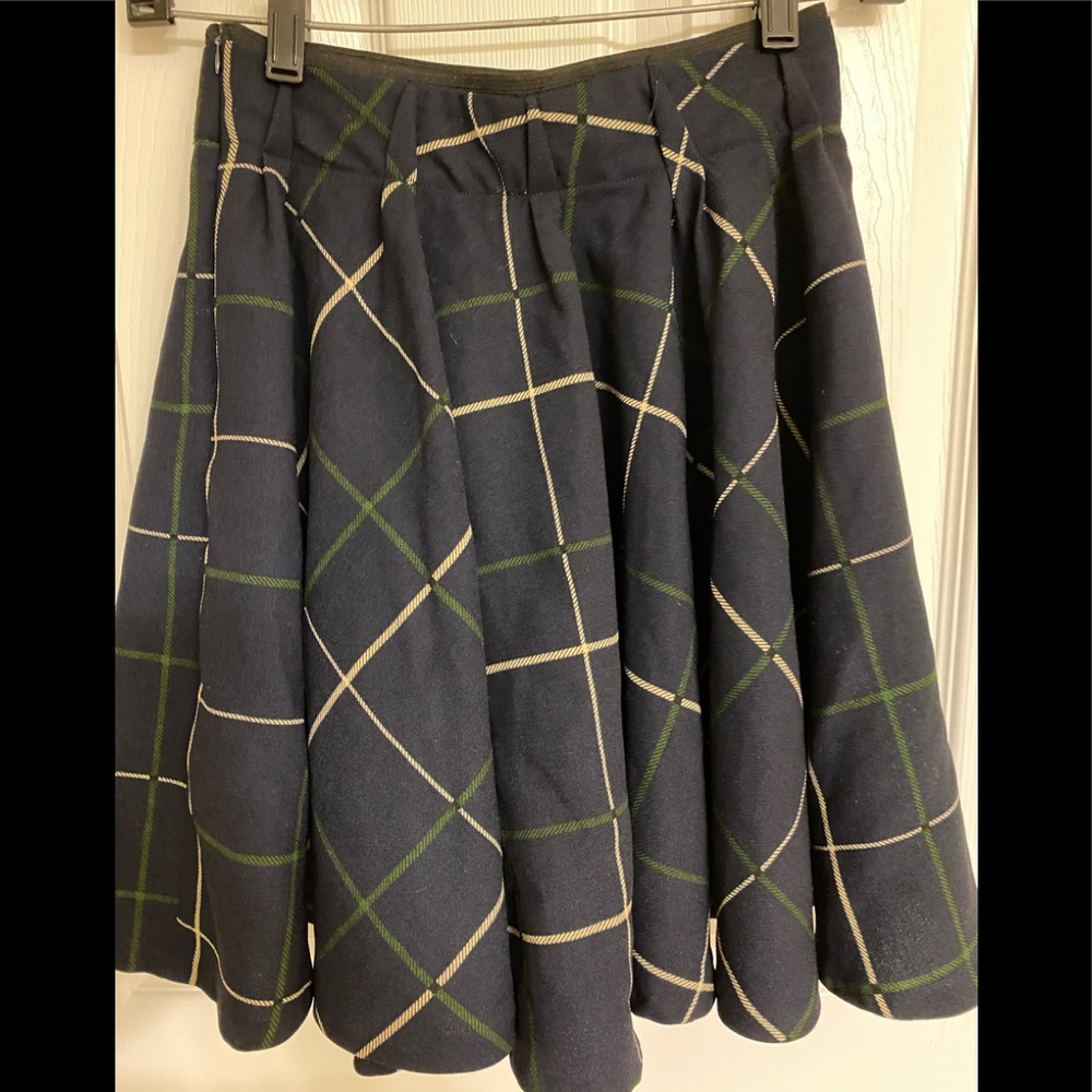 Zara Basic Blue Yellow Plaid Polyester Mini Skirt Elastic Waist 18” Size Small - Picture 2 of 8